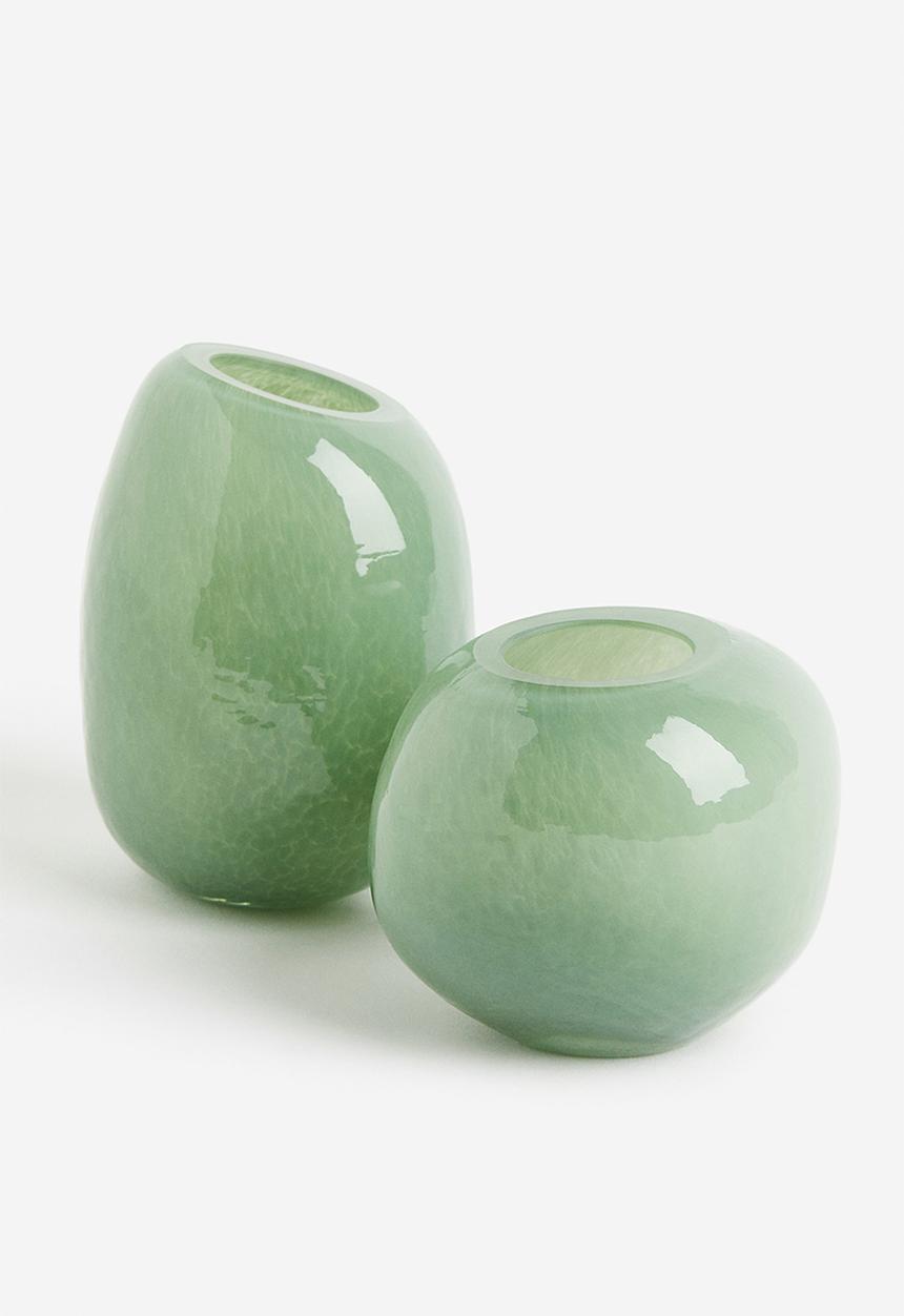 H&M - Small glass vase - light green 