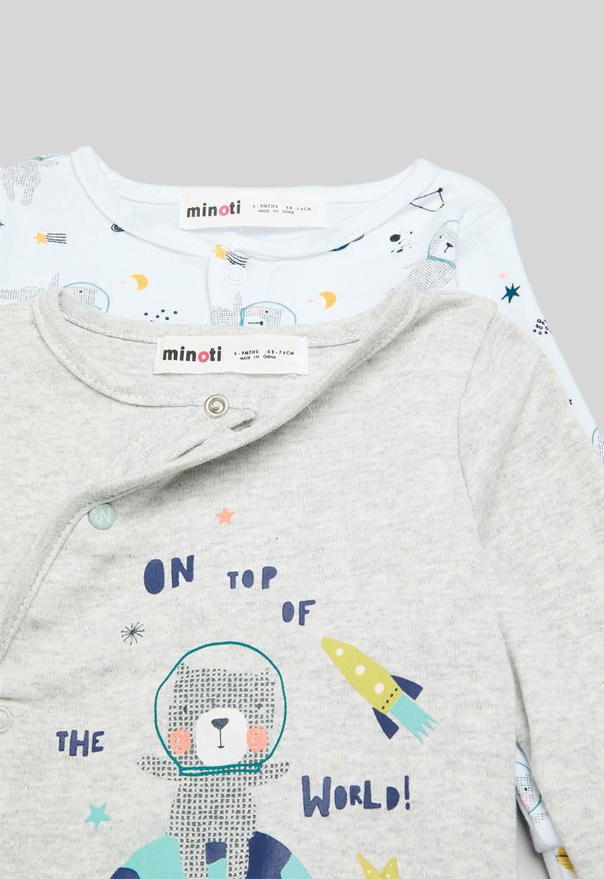 MINOTI - 2 Pack sleepsuits - white & grey