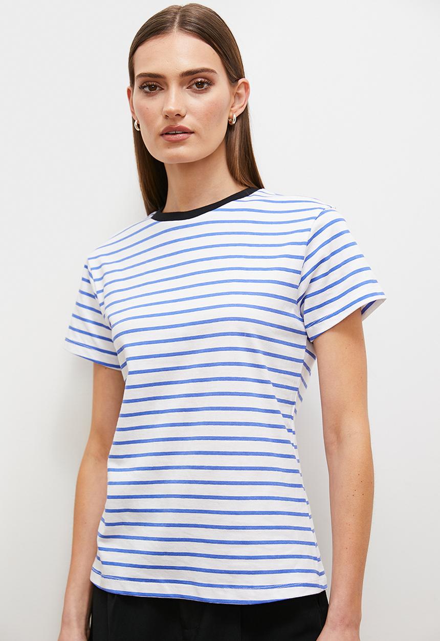 edit - Striped t-shirt contrast neckline - blue stripes