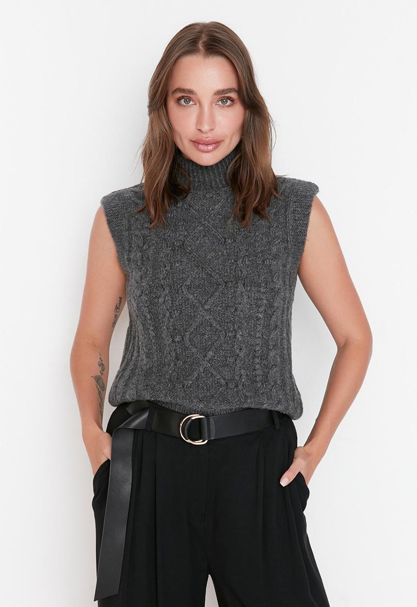Trendyol - Sleeveless sweater vest - anthracite
