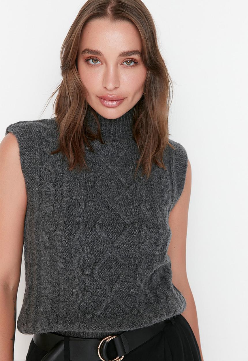 Trendyol - Sleeveless sweater vest - anthracite