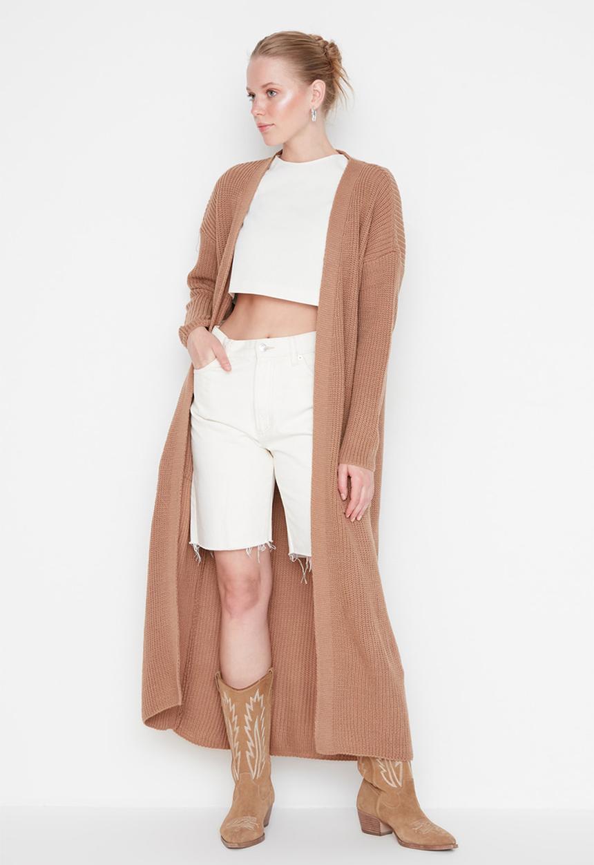 Trendyol - Long basic cardigan - mink