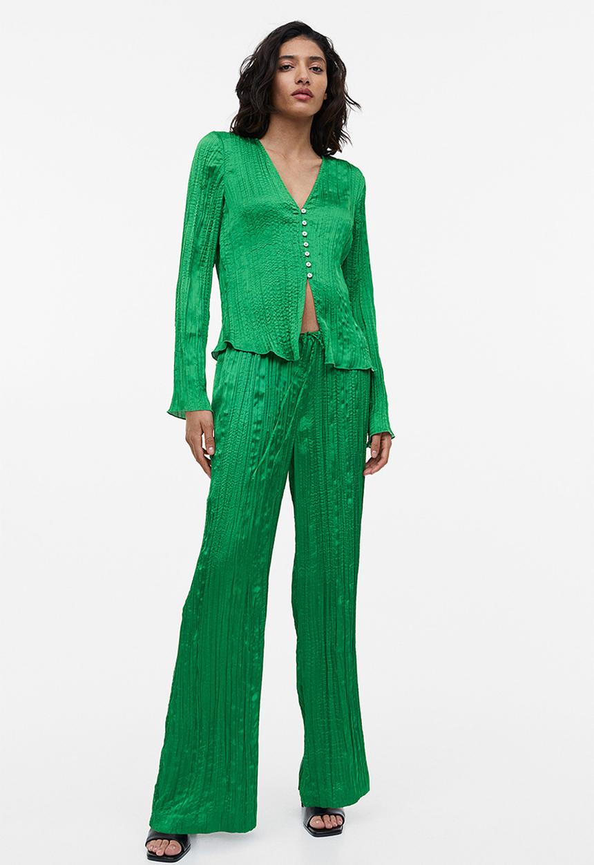 H&M - Wide pull-on trousers - green