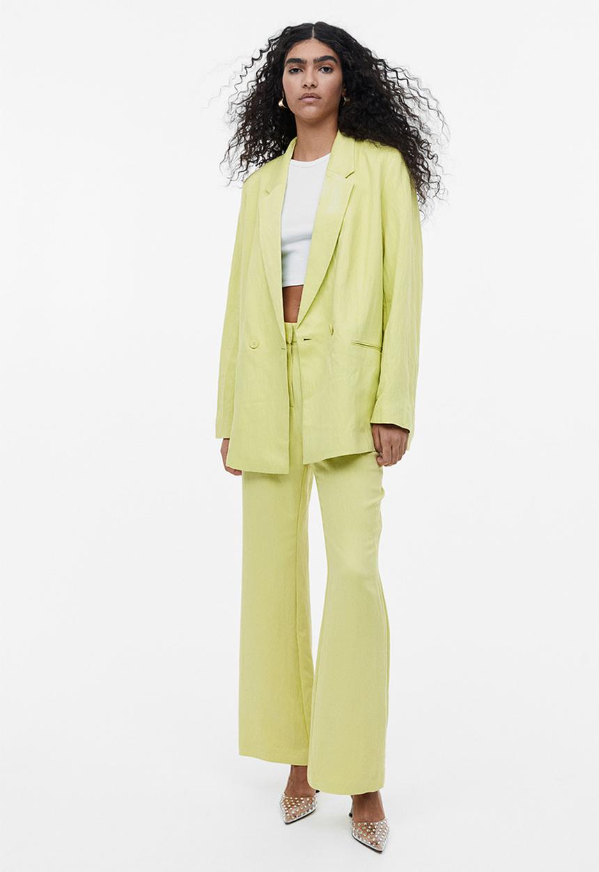 H&M - Flared viscose trousers - lime green