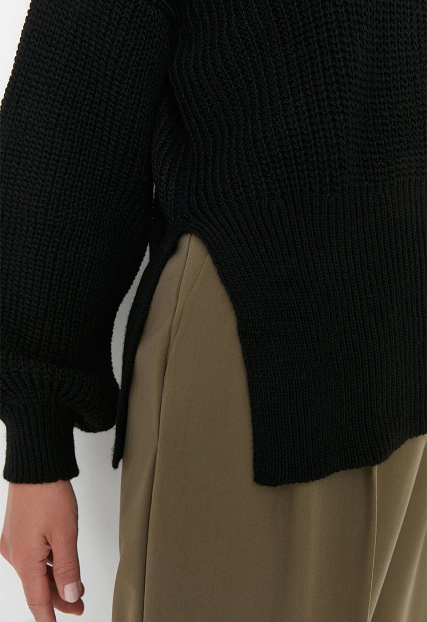 Trendyol - Crew neck basic sweater - black
