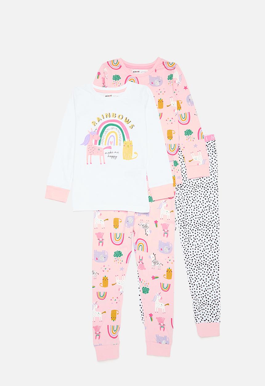 MINOTI - Girls 2 pack rainbows pyjama sets - multi