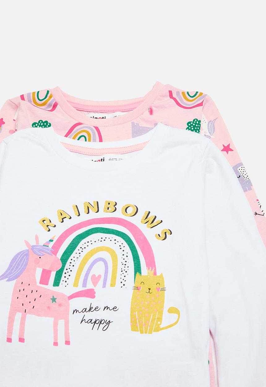 MINOTI - Girls 2 pack rainbows pyjama sets - multi