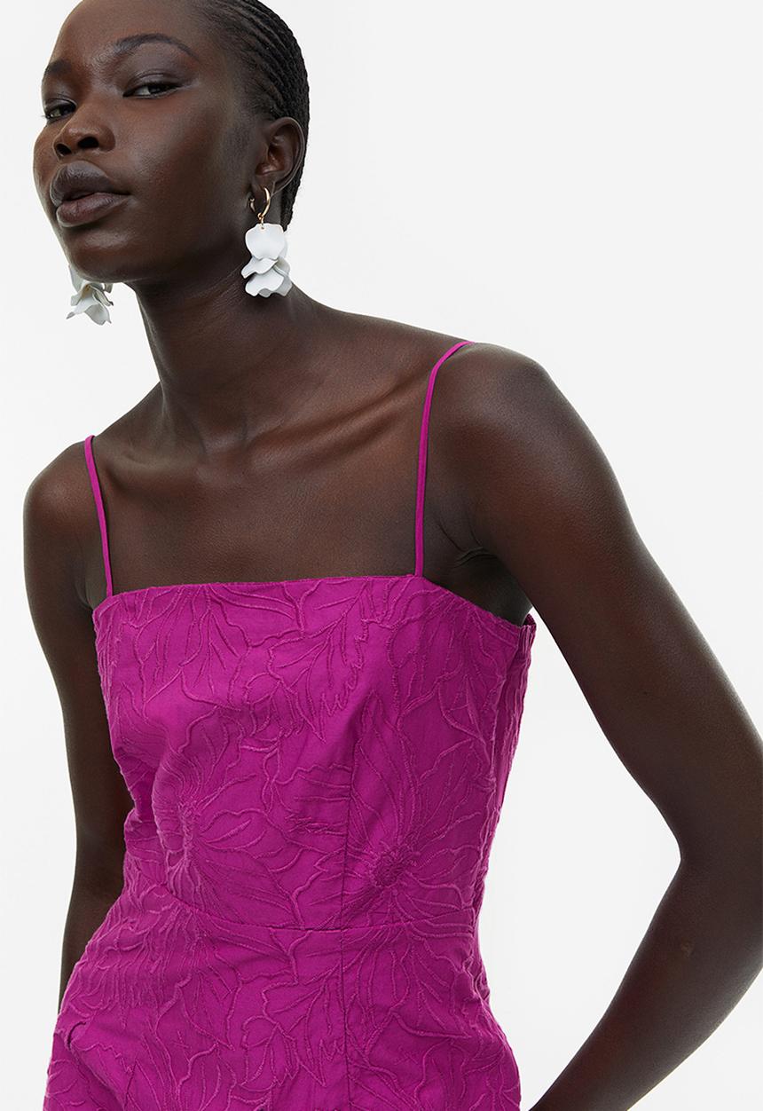 H&M - Embroidered cotton dress - purple