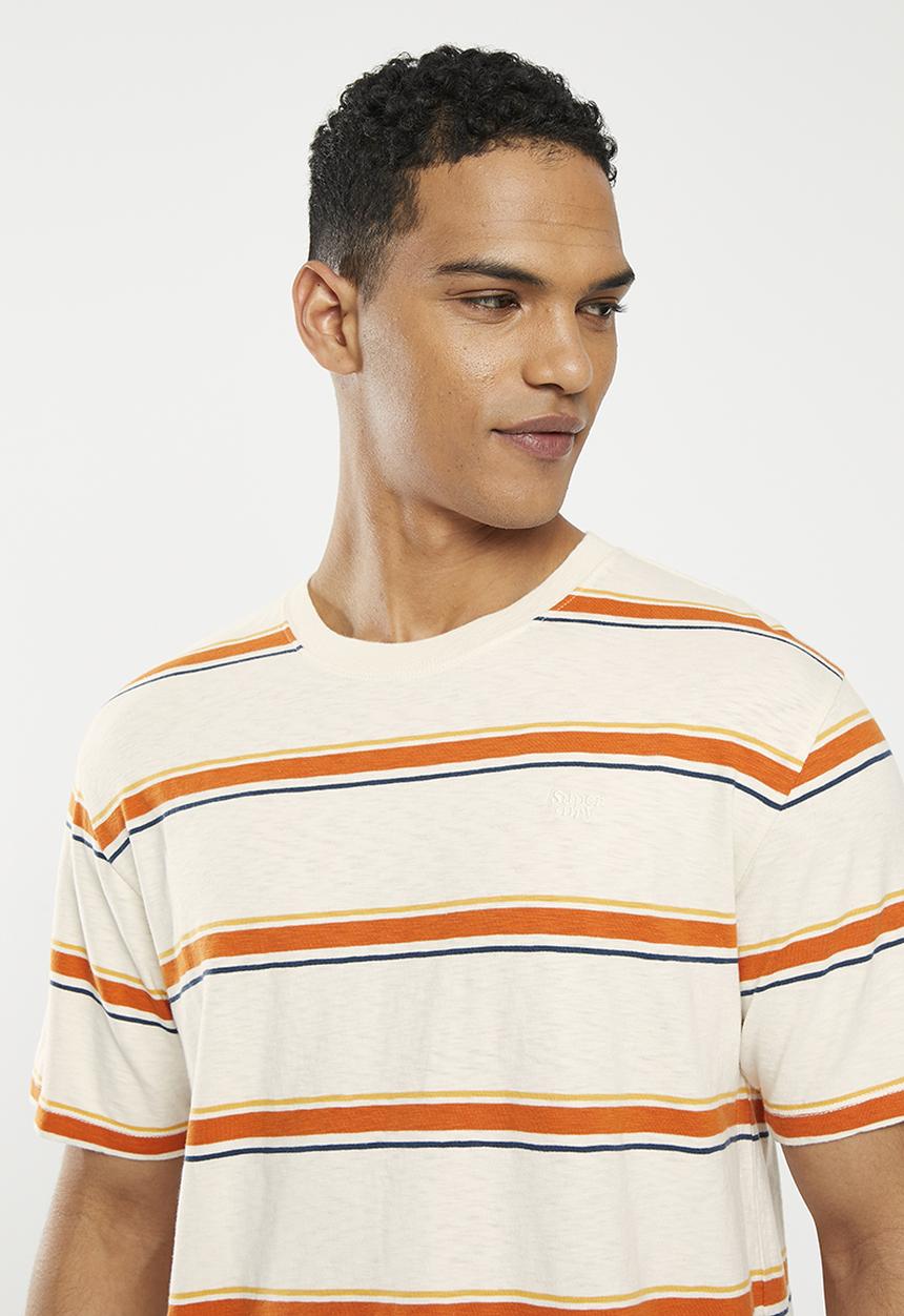Superdry. - Vintage textured stripe tee - off white stripe