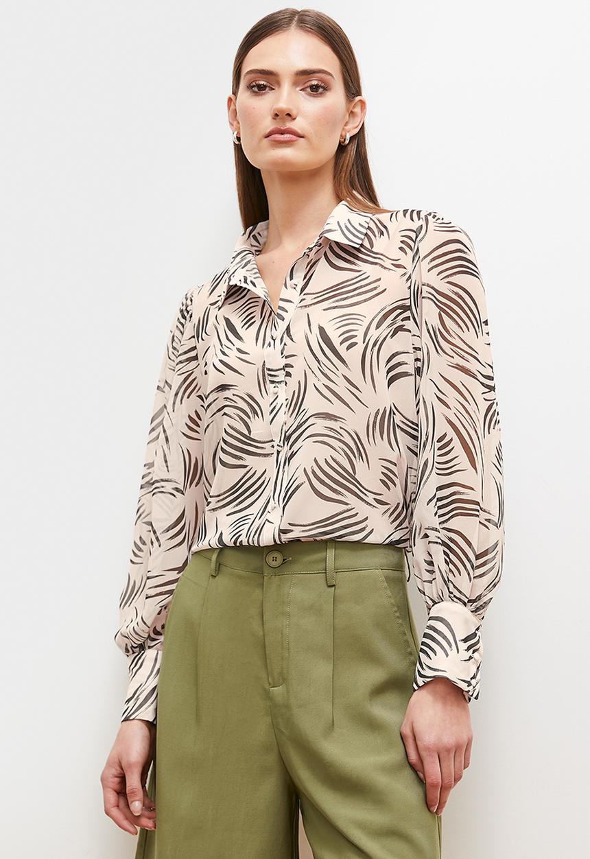 edit - Bell sleeve shirt - ecru based swirl
