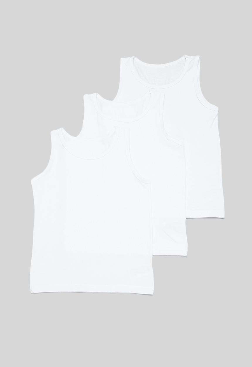 MINOTI - Boys plain 3 pack vests - white
