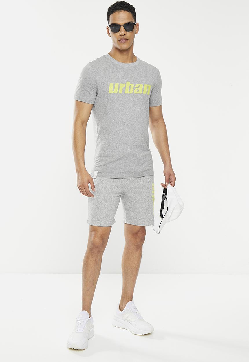 urban° - Mens urban core terry fleece short - grey melange