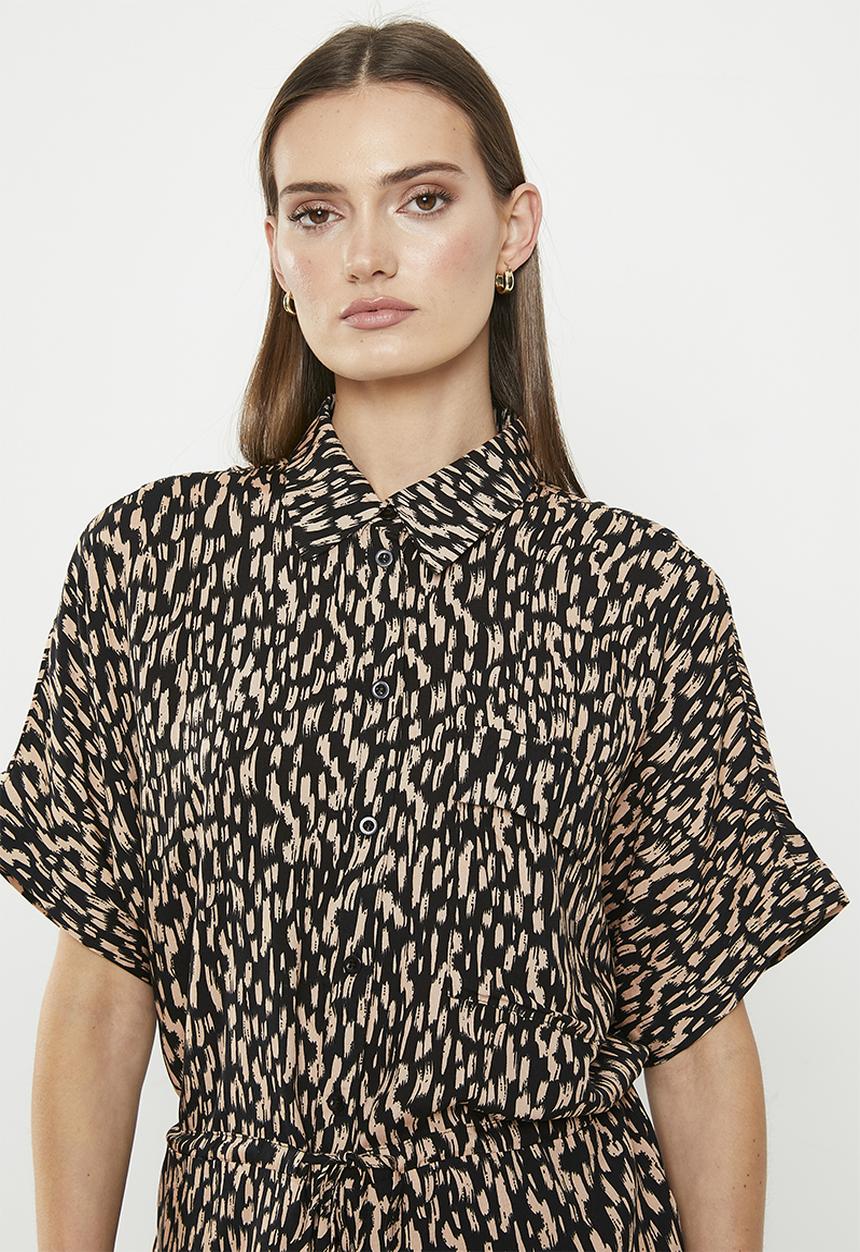 Stella Morgan - Printed belted blouse - beige