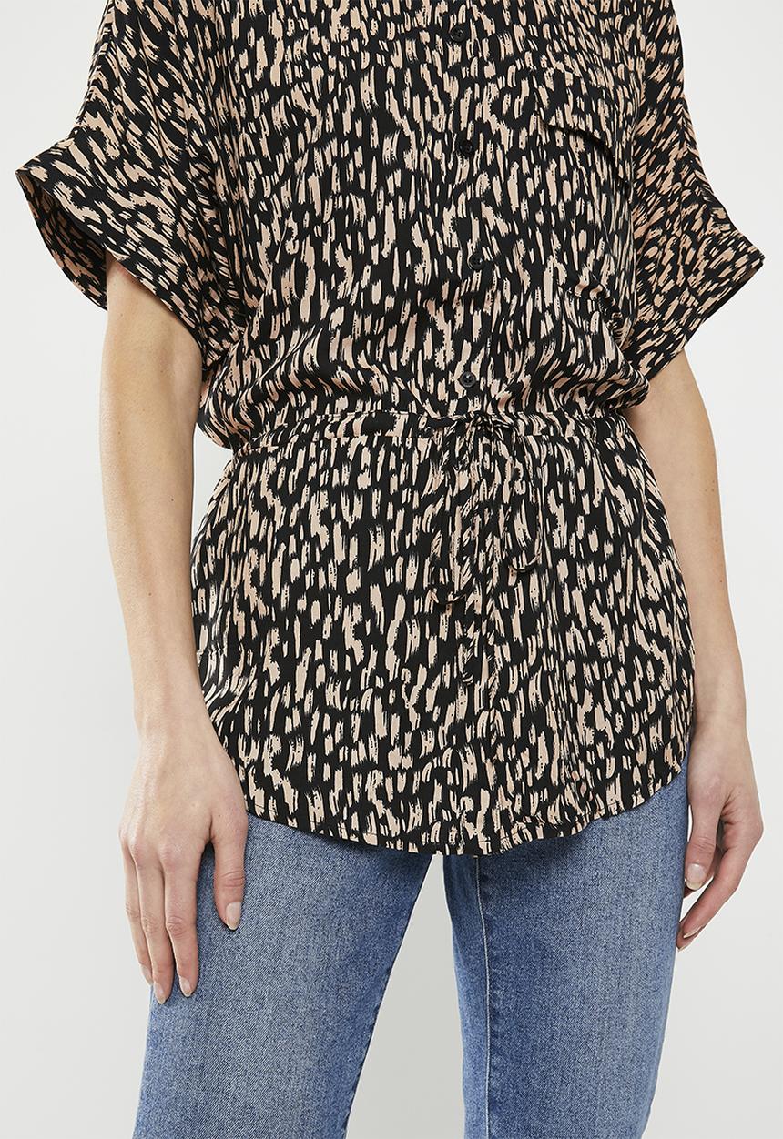 Stella Morgan - Printed belted blouse - beige