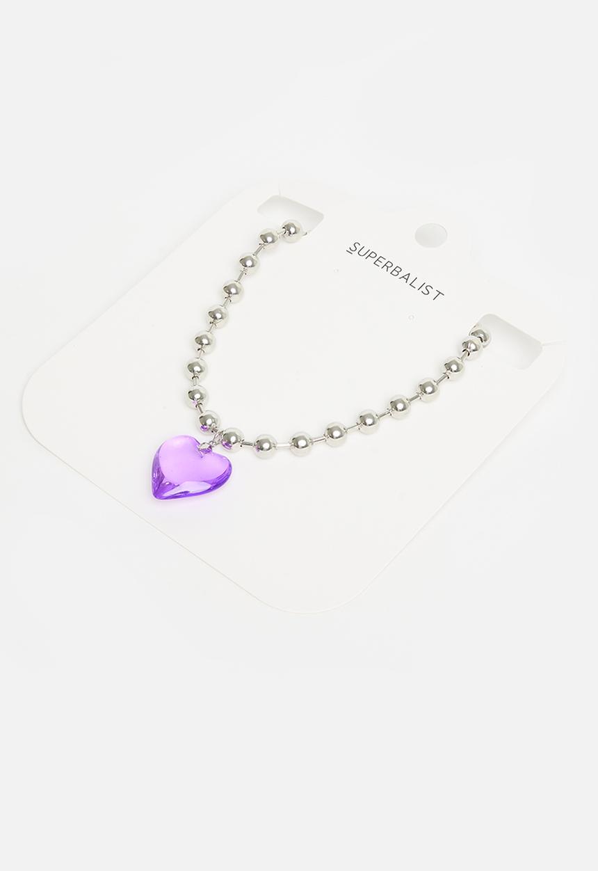 Superbalist - Heart pendant necklace - silver & purple