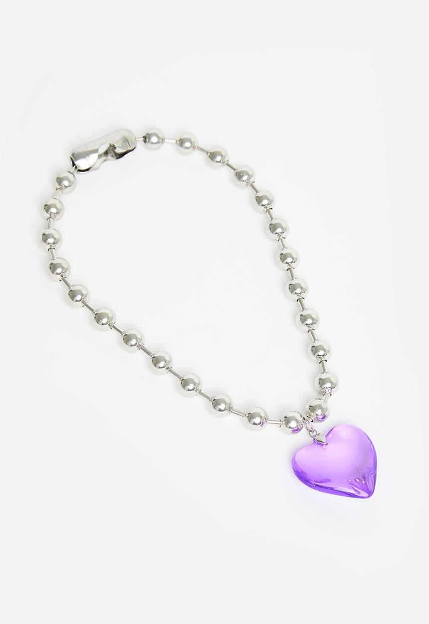 Superbalist - Heart pendant necklace - silver & purple