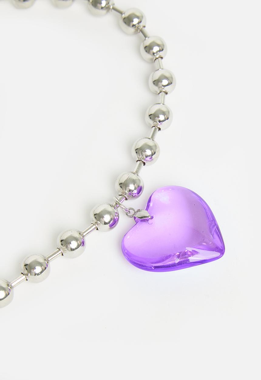 Superbalist - Heart pendant necklace - silver & purple