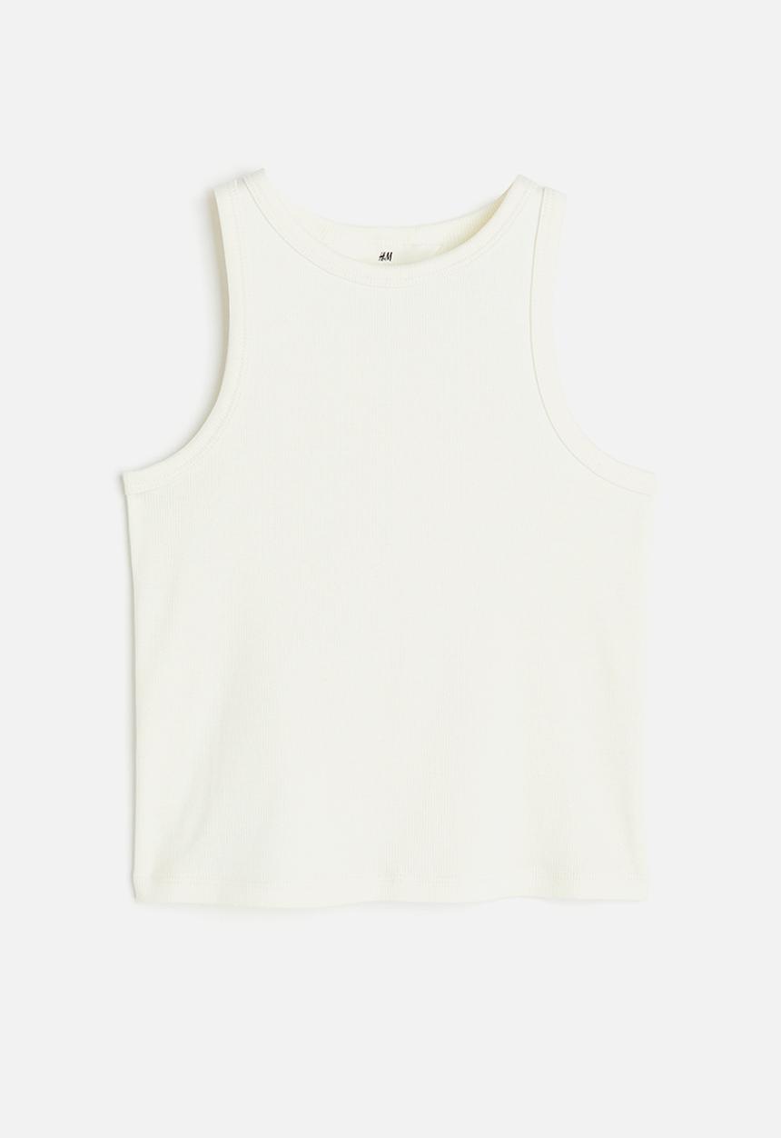 H&M - Ribbed cotton vest top - white