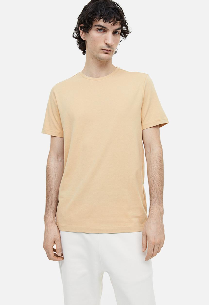 H&M - Slim fit round-necked T-shirt - beige