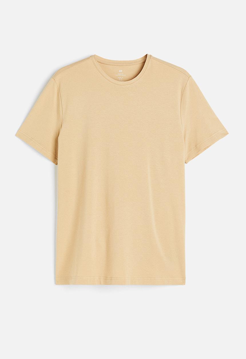 H&M - Slim fit round-necked T-shirt - beige