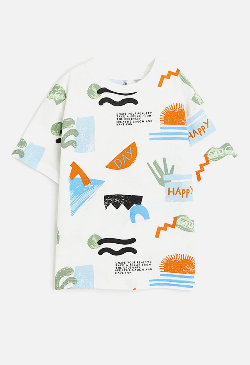 H&M - Jersey t-shirt - natural white patterned