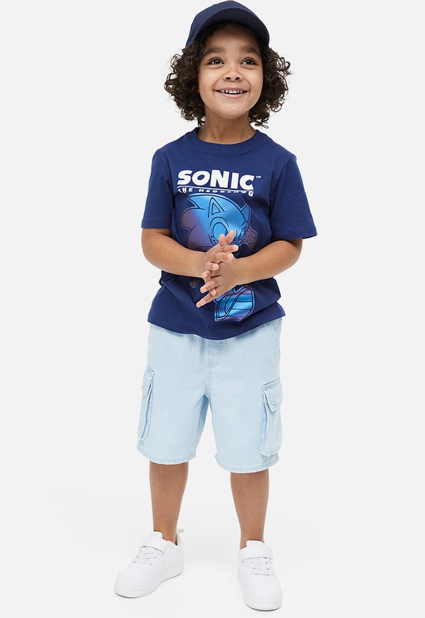 H&M - Printed jersey t-shirt - dark blue / sonic the hedgehog 