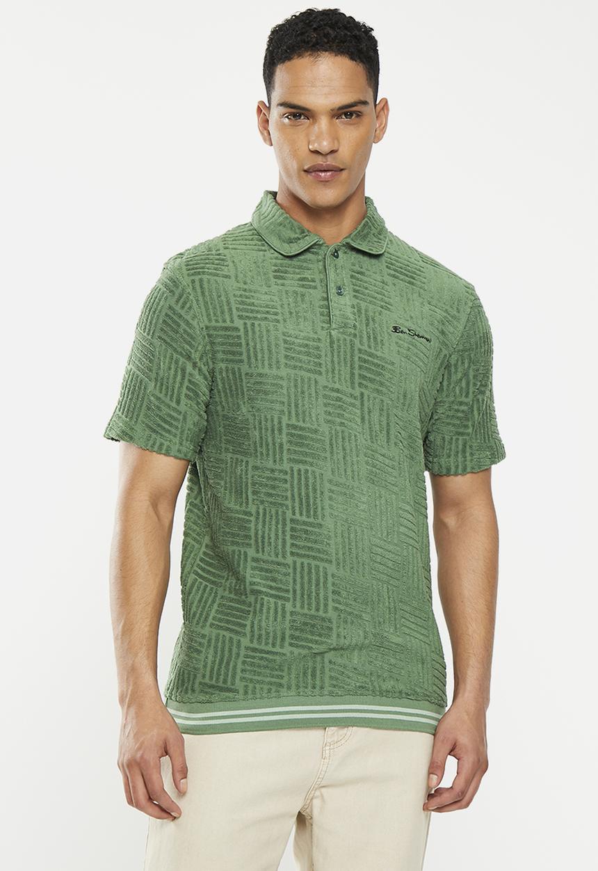 Ben Sherman - Terry textured polo - rich fern