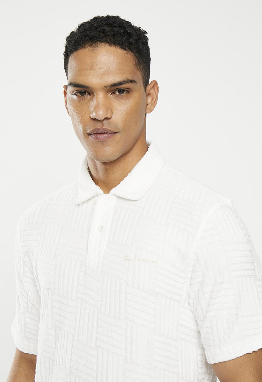 Ben Sherman - Terry textured polo - white