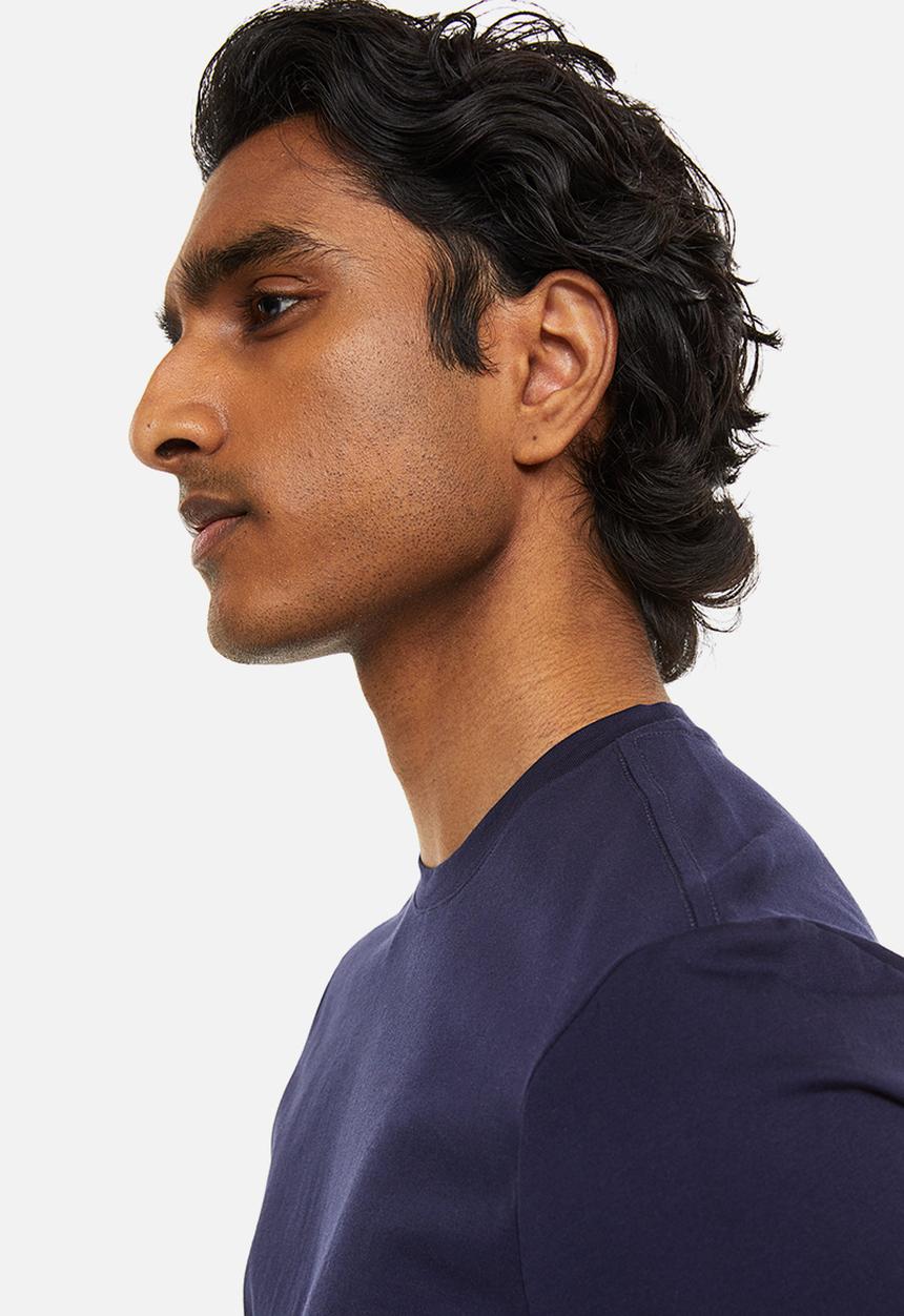 H&M - Slim fit pima cotton T-shirt - dark blue 