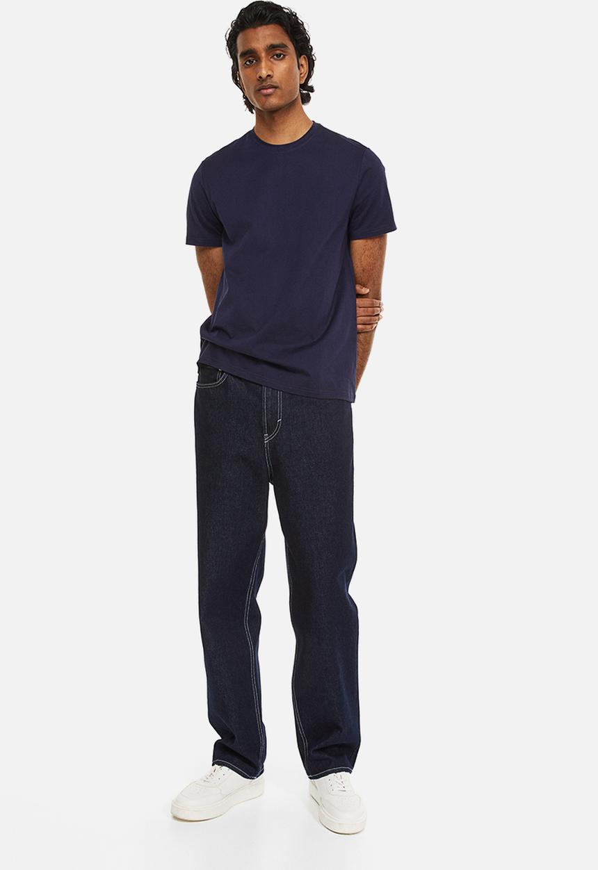 H&M - Slim fit pima cotton T-shirt - dark blue 