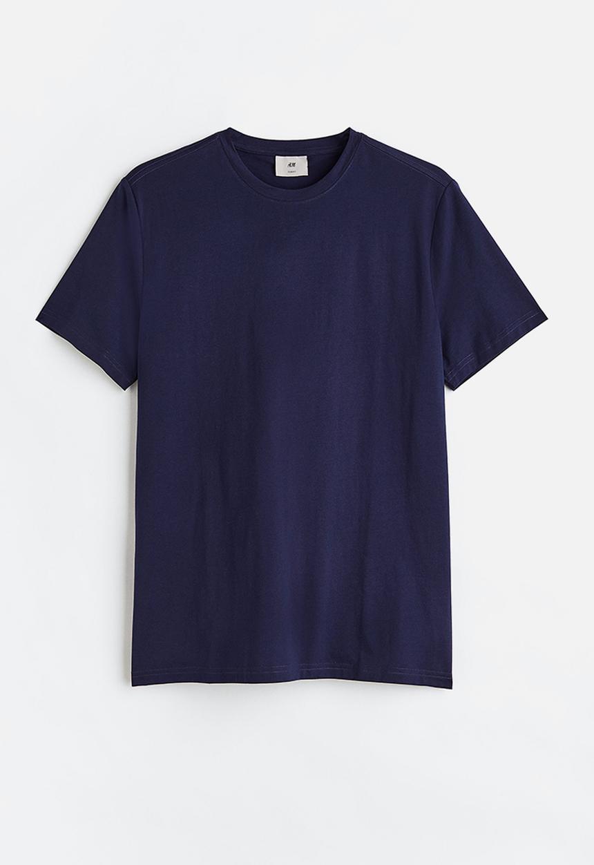 H&M - Slim fit pima cotton T-shirt - dark blue 