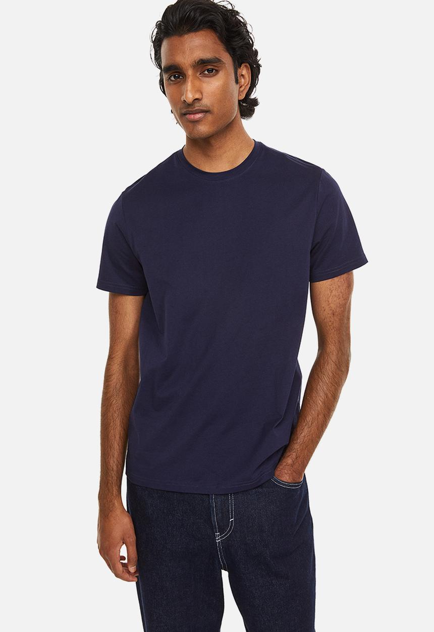 H&M - Slim fit pima cotton T-shirt - dark blue 