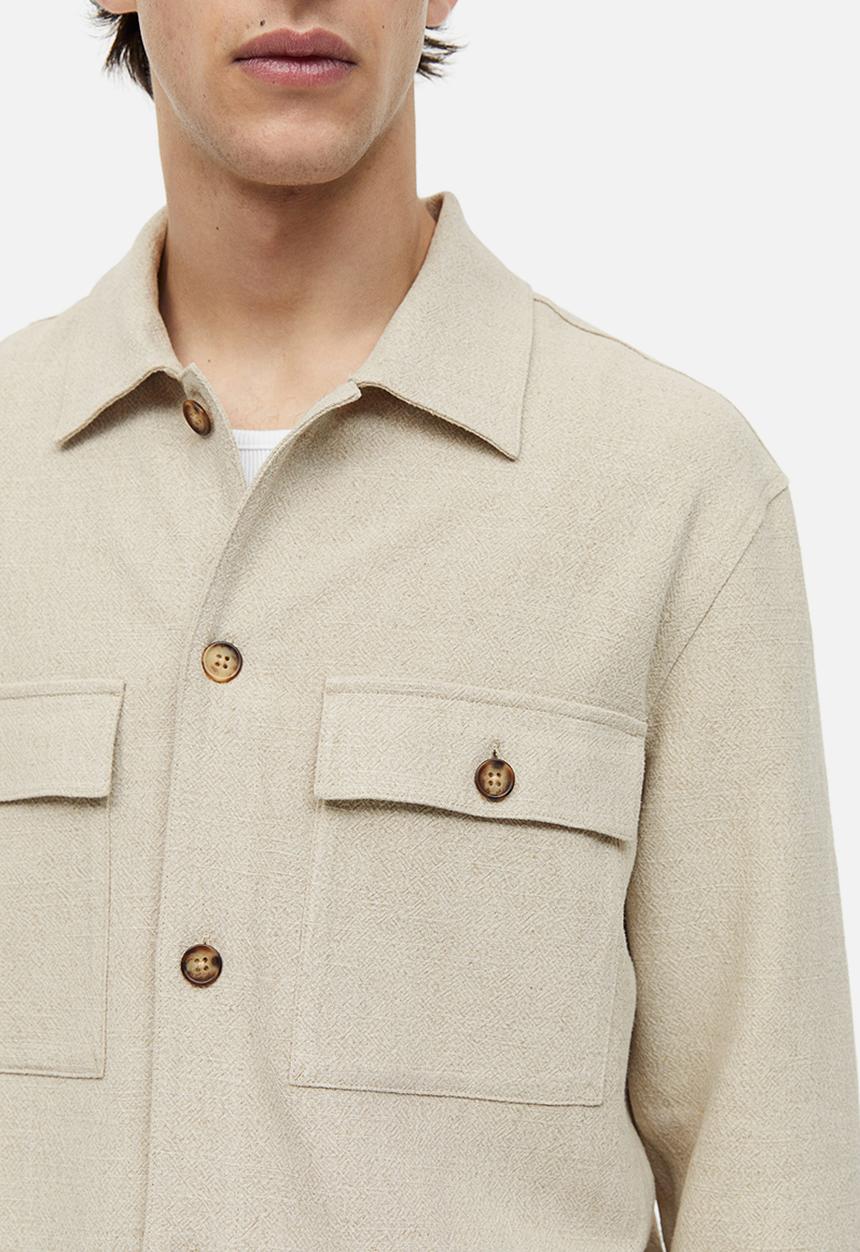 H&M - Regular fit linen-blend overshirt - light beige