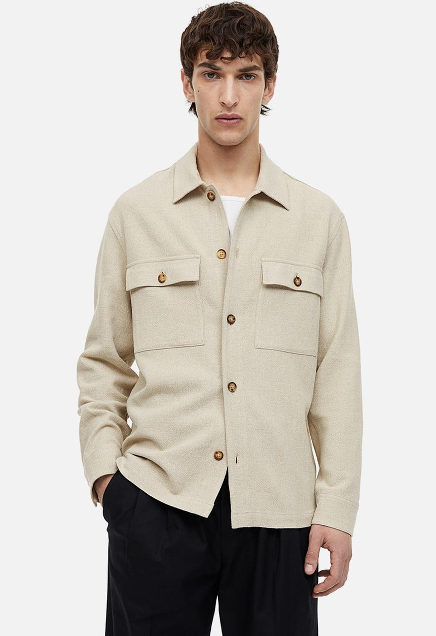 H&M - Regular fit linen-blend overshirt - light beige