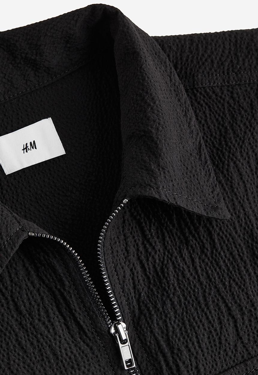 H&M - Regular fit textured overshirt - black
