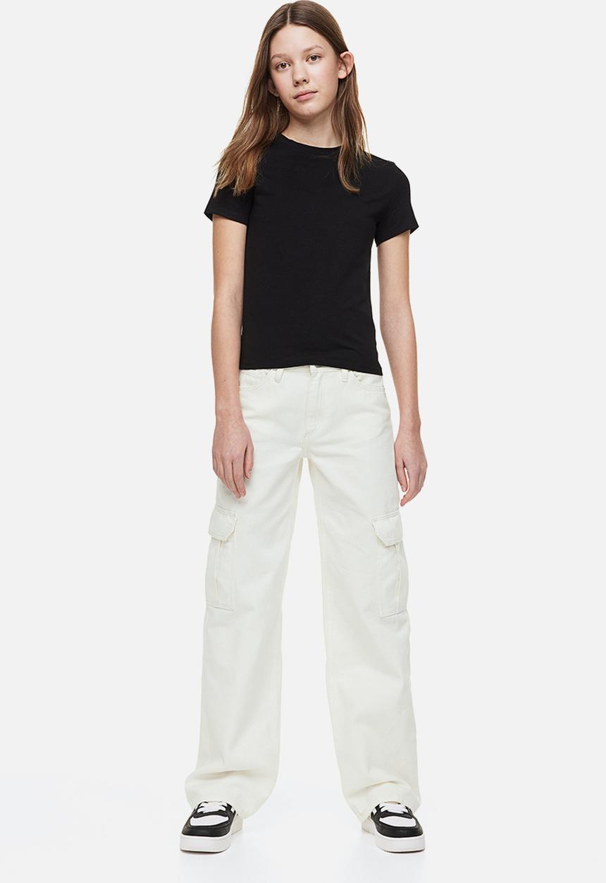 H&M - Wide leg low jeans - white