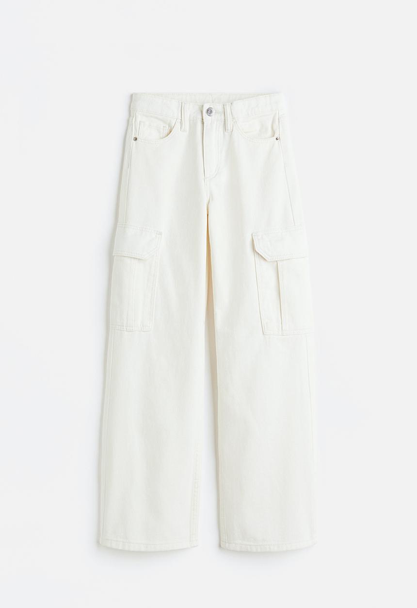 H&M - Wide leg low jeans - white
