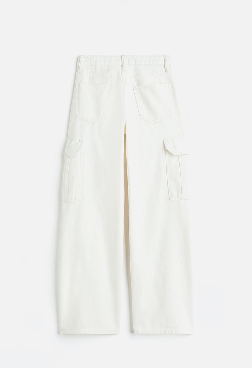 H&M - Wide leg low jeans - white