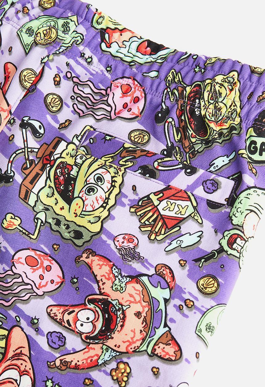 H&M - Relaxed fit printed sweatshorts - purple spongebob 