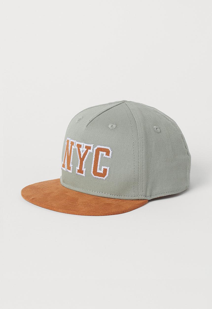 H&M - Cotton cap - light khaki green nyc
