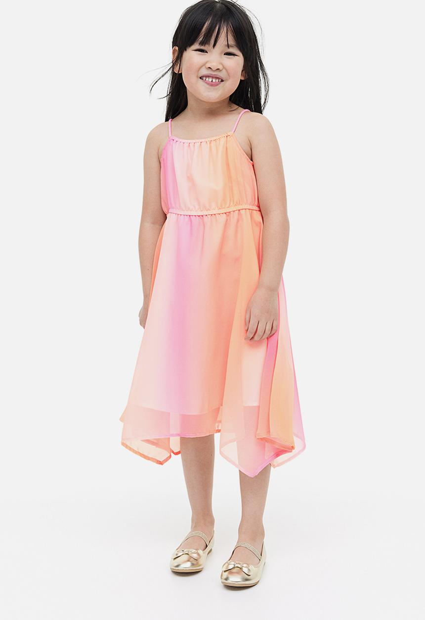H&M - Asymmetric chiffon dress - pink orange 