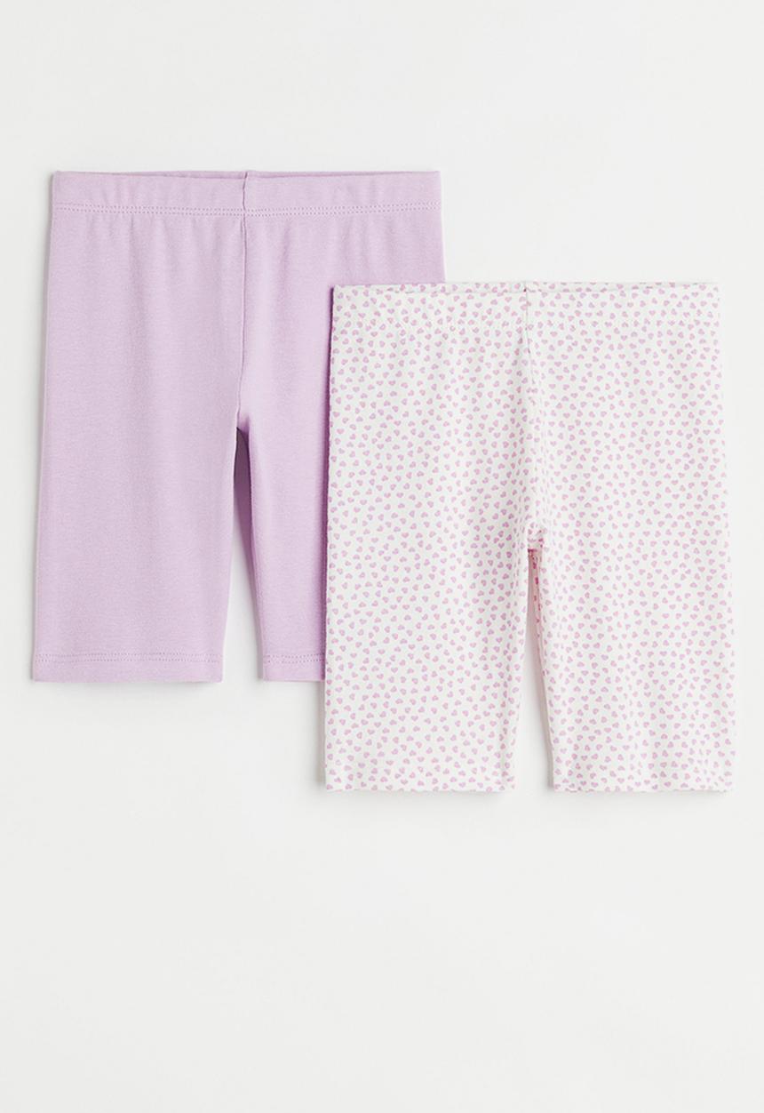 H&M - 2-Pack cycling shorts - light purple/hearts 