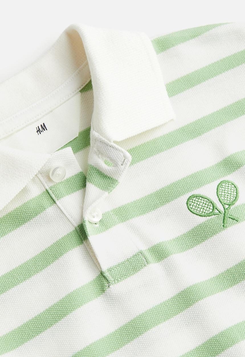H&M - Cotton piqué polo shirt - light green