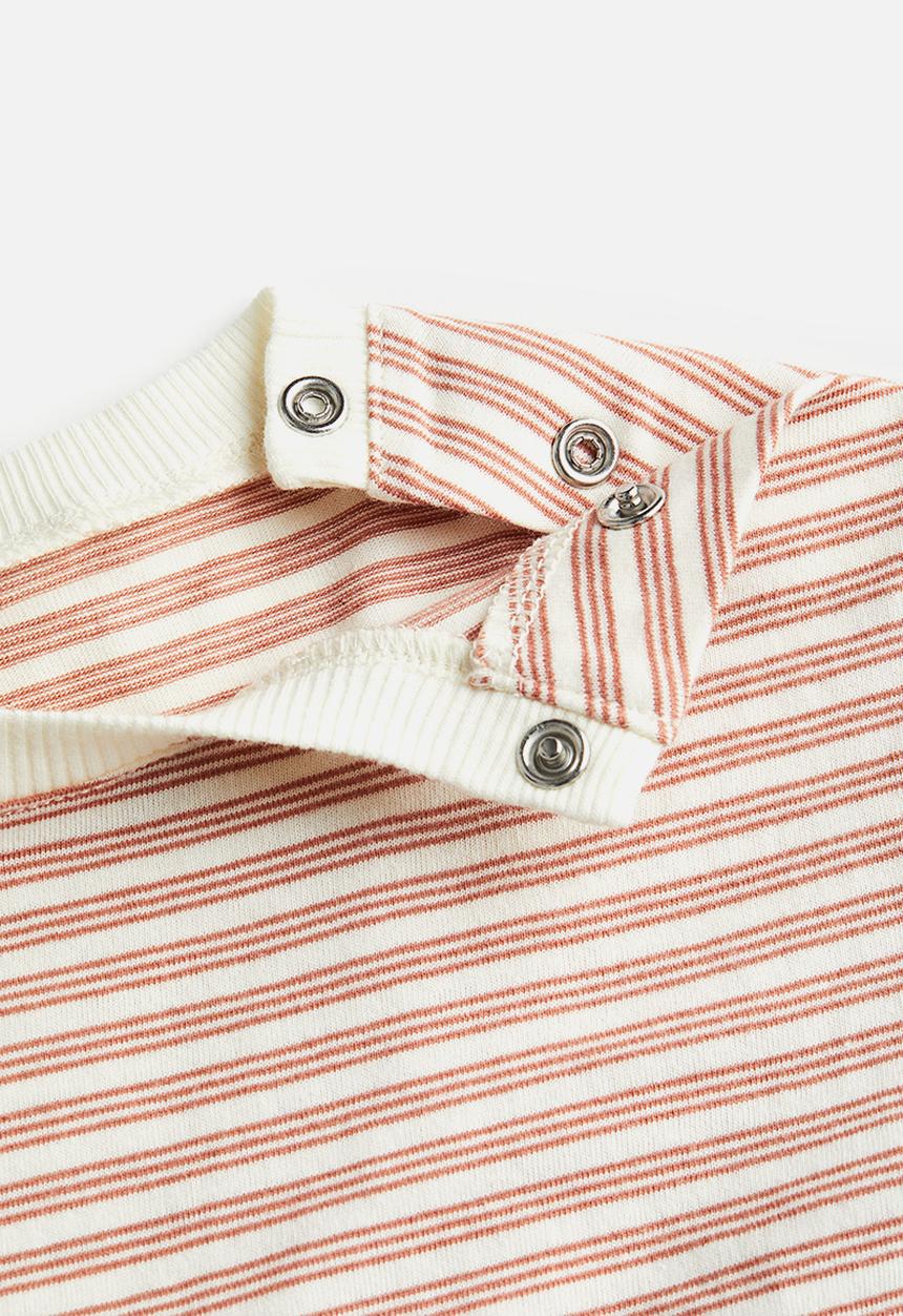 H&M - 2-Piece dungaree shorts set - rust red striped 