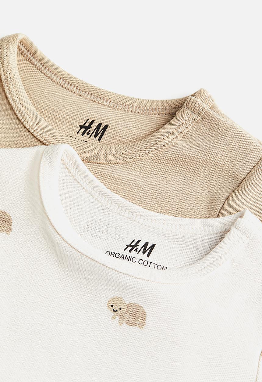 H&M - 2-Pack short-sleeved bodysuits - beige turtles 