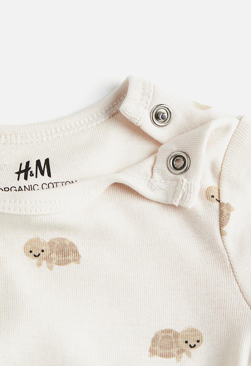 H&M - 2-Pack short-sleeved bodysuits - beige turtles 