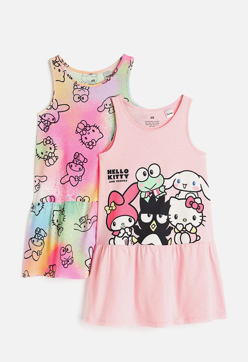 H&M - 2-Pack printed cotton dresses - light pink hello kitty