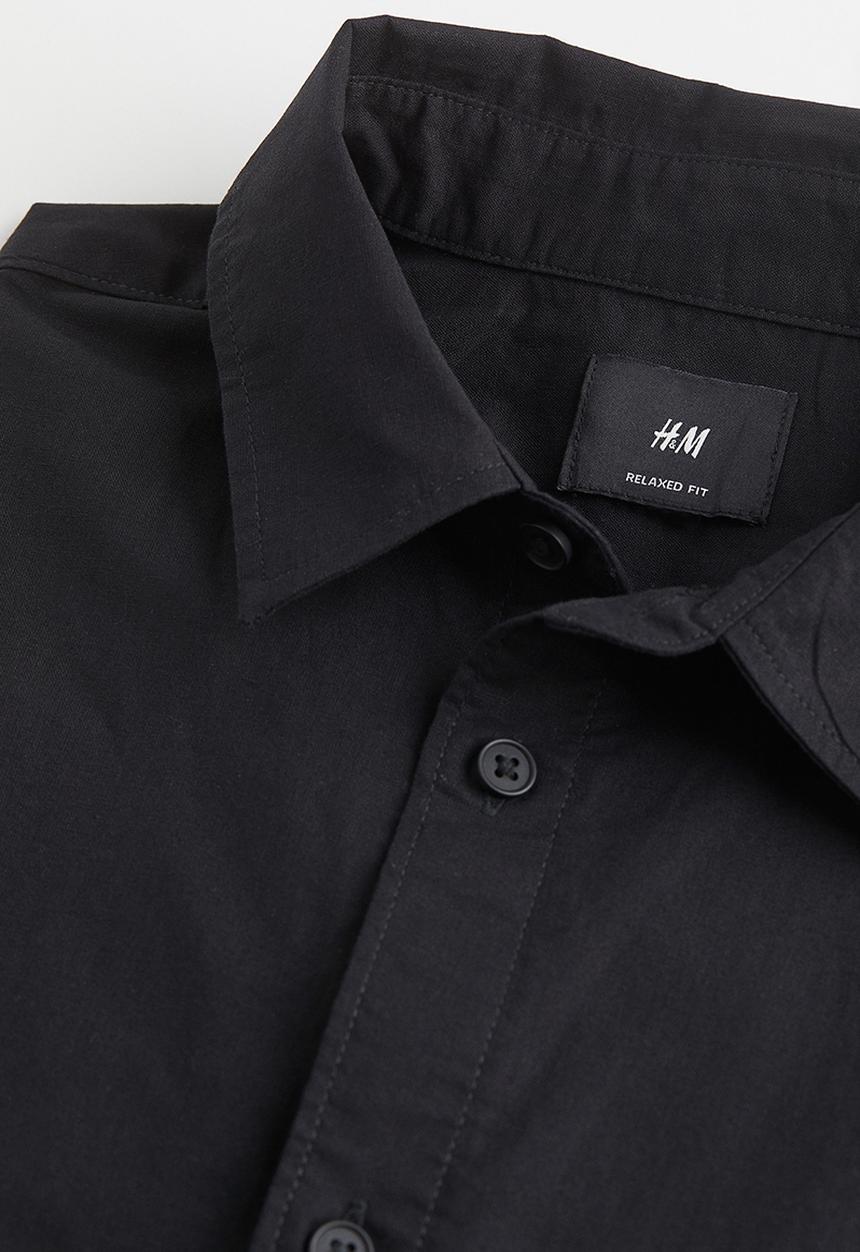 H&M - Relaxed fit short-sleeved shirt - black