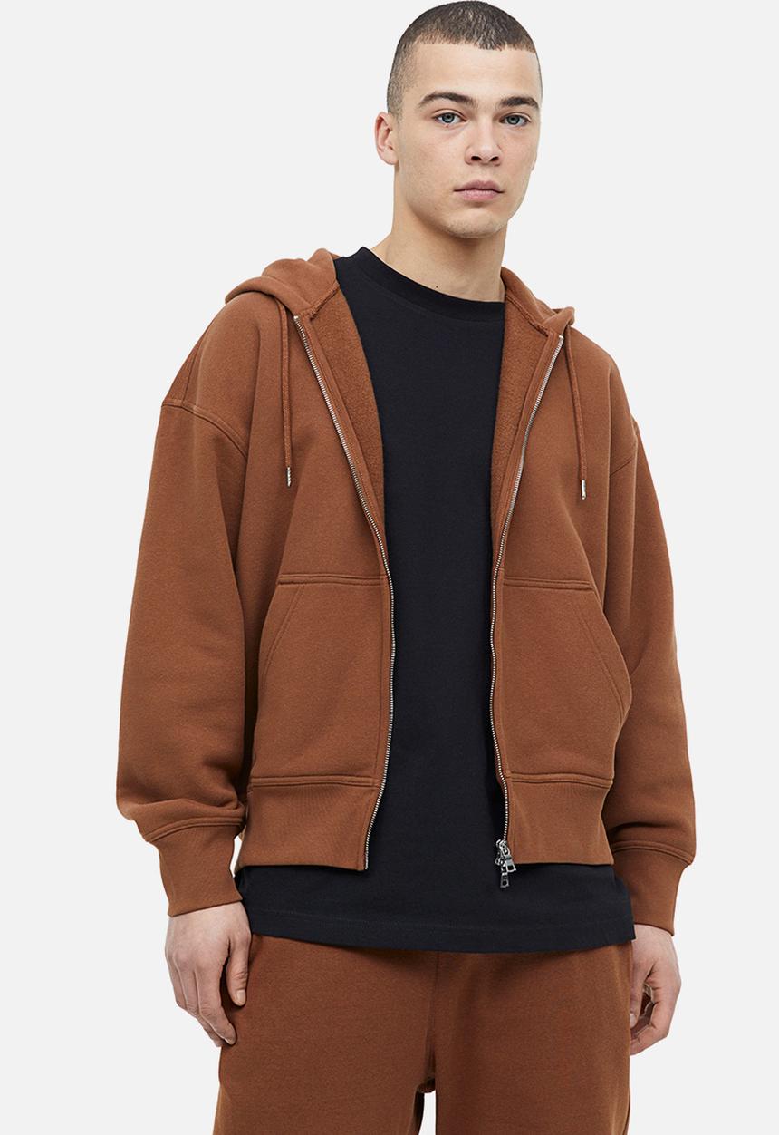 H&M - Oversized fit zip-through hoodie - brown