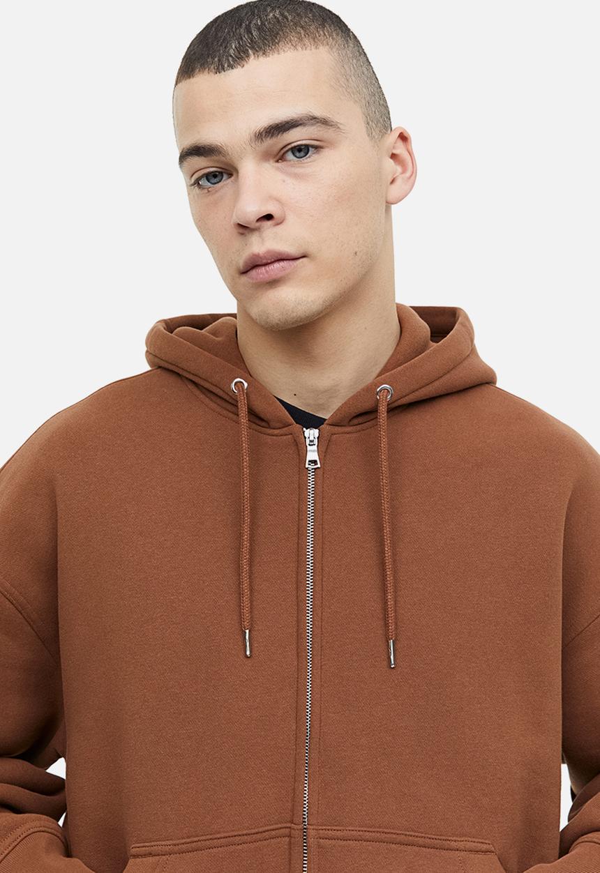 H&M - Oversized fit zip-through hoodie - brown